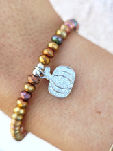 Load image into Gallery viewer, Matte Fall Pumpkin Pave Charm Beaded Bracelet - Elena Michele