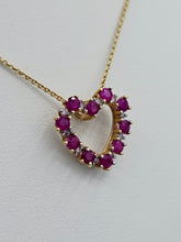 Load image into Gallery viewer, Ruby &amp; Diamond Heart Pendant on Cable Chain - 10K Yellow Gold
