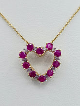 Load image into Gallery viewer, Ruby &amp; Diamond Heart Pendant on Cable Chain - 10K Yellow Gold