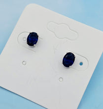 Load image into Gallery viewer, Oval Sapphire Stud Earrings-Sterling Silver