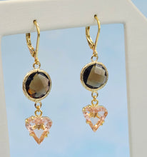 Load image into Gallery viewer, Brown Topaz &amp; Peach Gemstone Leverback Earrings *Limited Edition*