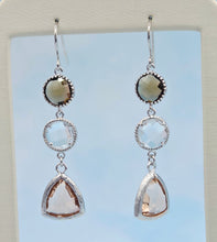 Load image into Gallery viewer, Brown Topaz, Clear, Peach Gemstone French Hook Earrings *Limited Edition*