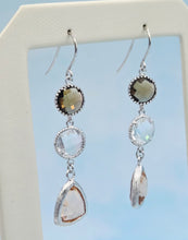 Load image into Gallery viewer, Brown Topaz, Clear, Peach Gemstone French Hook Earrings *Limited Edition*
