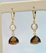 Load image into Gallery viewer, Clear &amp; Smokey Brown Topaz Gemstone Leverback Earrings *Limited Edition*