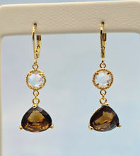 Load image into Gallery viewer, Clear &amp; Smokey Brown Topaz Gemstone Leverback Earrings *Limited Edition*