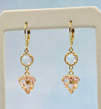 Load image into Gallery viewer, Clear &amp; Peach - Gemstone Leverback Earring- *Limited Edition*
