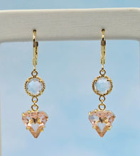 Load image into Gallery viewer, Clear &amp; Peach - Gemstone Leverback Earring- *Limited Edition*