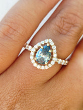 Load image into Gallery viewer, Blue Pear Shaped Lab Diamond Ring - 14K Yellow Gold - Marie's Custom Design
