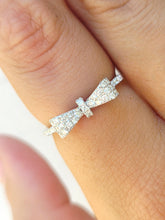 Load image into Gallery viewer, Diamond Bow Ring -14k White Gold