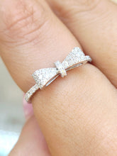 Load image into Gallery viewer, Diamond Bow Ring -14k White Gold
