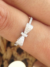 Load image into Gallery viewer, Diamond Bow Ring -14k White Gold