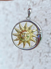 Load image into Gallery viewer, Celestial Sun and Moon Two Tone Pendant - Sterling Silver