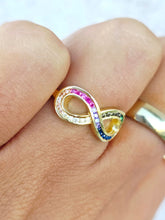 Load image into Gallery viewer, Infinity Ring with Rainbow CZ Stones