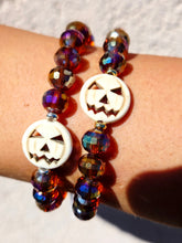 Load image into Gallery viewer, Howlite Pumpkin on Fireside Sangria Crystal Beaded Bracelet - Elena Michele