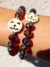 Load image into Gallery viewer, Howlite Pumpkin on Fireside Sangria Crystal Beaded Bracelet - Elena Michele