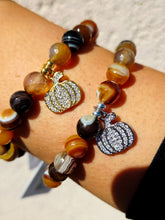 Load image into Gallery viewer, Pumpkin on Brown Banded Agate Beaded Bracelet - Elena Michele