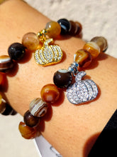 Load image into Gallery viewer, Pumpkin on Brown Banded Agate Beaded Bracelet - Elena Michele