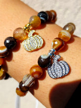 Load image into Gallery viewer, Pumpkin on Brown Banded Agate Beaded Bracelet - Elena Michele