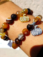Load image into Gallery viewer, Pumpkin on Brown Banded Agate Beaded Bracelet - Elena Michele