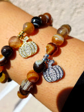 Load image into Gallery viewer, Pumpkin on Brown Banded Agate Beaded Bracelet - Elena Michele