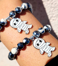 Load image into Gallery viewer, Mummy on Black White Agate Beaded Bracelet - Elena Michele
