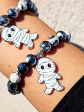 Load image into Gallery viewer, Mummy on Black White Agate Beaded Bracelet - Elena Michele