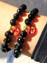 Load image into Gallery viewer, Vampire Fang Charm on Black Crystal Beaded Bracelet - Elena Michele
