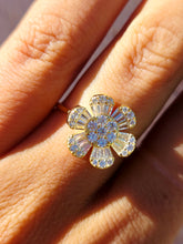 Load image into Gallery viewer, Flower CZ Baguette Ring - Gold Plated Sterling Silver