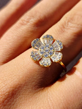 Load image into Gallery viewer, Flower CZ Baguette Ring - Gold Plated Sterling Silver