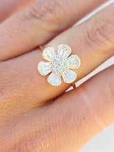 Load image into Gallery viewer, Flower CZ Baguette Ring - Gold Plated Sterling Silver