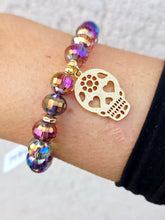 Load image into Gallery viewer, Skull on Moonlit Mulberry Beaded Bracelet - Elena Michele