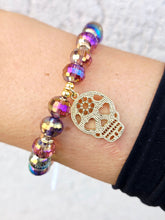 Load image into Gallery viewer, Skull on Moonlit Mulberry Beaded Bracelet - Elena Michele