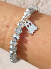 Load image into Gallery viewer, Silver Crystal 6mm with Ghost Beaded Bracelet - Elena Michele