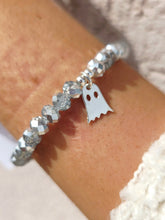 Load image into Gallery viewer, Silver Crystal 6mm with Ghost Beaded Bracelet - Elena Michele
