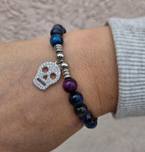 Load image into Gallery viewer, "Skull" CZ Sterling Silver Charm Bracelet - TJazelle