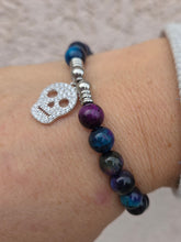 Load image into Gallery viewer, "Skull" CZ Sterling Silver Charm Bracelet - TJazelle