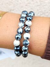 Load image into Gallery viewer, Mystic Black &amp; White Agate Beaded Bracelet - Elena Michele