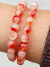 Load image into Gallery viewer, Orange &amp; Clear Agate Beaded Bracelet - Elena Michele