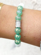 Load image into Gallery viewer, Pave Bead on Moonstone with Green Aventurine Beaded Bracelet - Elena Michele