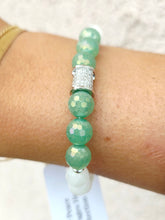 Load image into Gallery viewer, Pave Bead on Moonstone with Green Aventurine Beaded Bracelet - Elena Michele