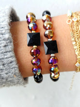Load image into Gallery viewer, Square Onyx on Black Crystal Beaded Bracelet - Elena Michele