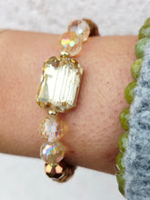 Load image into Gallery viewer, Champagne Rectangle Crystal on Chesnut Crystal Beaded Bracelet - Elena Michele