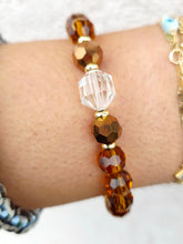 Load image into Gallery viewer, Quartz Crystal on Chestnut Crystal Beaded Bracelet - Elena Michele