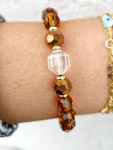 Load image into Gallery viewer, Quartz Crystal on Chestnut Crystal Beaded Bracelet - Elena Michele