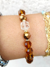 Load image into Gallery viewer, Quartz Crystal on Chestnut Crystal Beaded Bracelet - Elena Michele