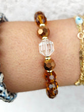Load image into Gallery viewer, Quartz Crystal on Chestnut Crystal Beaded Bracelet - Elena Michele