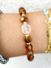 Load image into Gallery viewer, Quartz Crystal on Chestnut Crystal Beaded Bracelet - Elena Michele