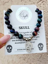 Load image into Gallery viewer, "Skull" CZ Sterling Silver Charm Bracelet - TJazelle