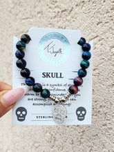 Load image into Gallery viewer, "Skull" CZ Sterling Silver Charm Bracelet - TJazelle