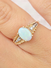 Load image into Gallery viewer, Opal Ring with Diamonds on the Band - 14K Yellow Gold - Estate